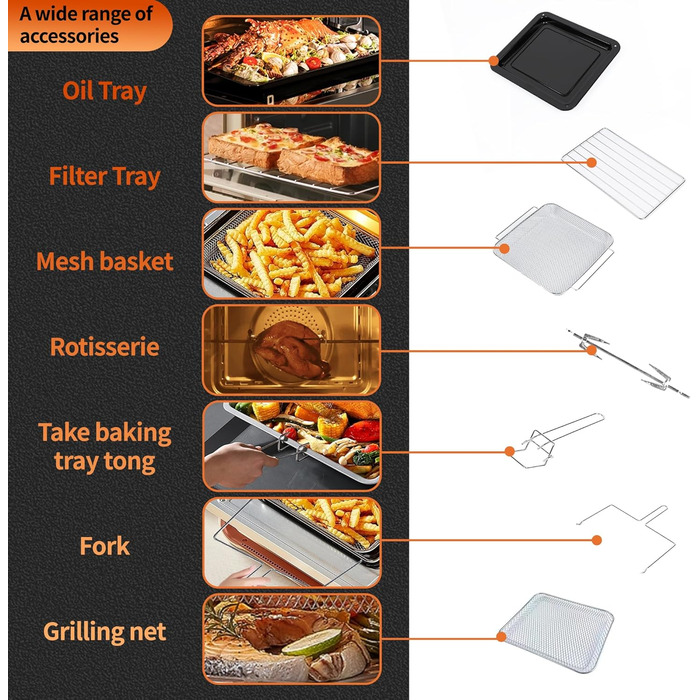Фритюрниця без олії Emphsism Dual Zone XXL 1800W з LED-дисплеєм, 15 програм, 14л, з аксесуарами та книгою рецептів
