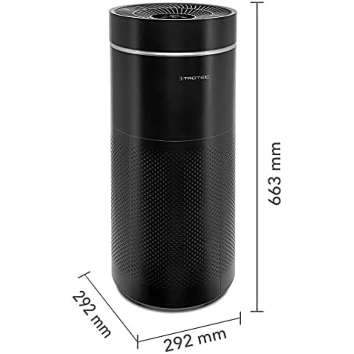 Повітряочисник Trotec AirgoClean 170+ – HEPA фільтр для алергіків – для приміщень до 42 м² / 105 м³, видаляє 99,97% частинок, 5 режимів роботи з турбо-режимом, білий (чорний)