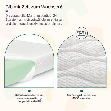 Дитяче ліжко en.casa Treviolo з матрацом 70x140 см, будиночок, дерево, Montessori, з бар'єром, ламелі, сосна, білий