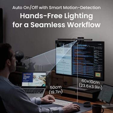 BenQ ScreenBar Halo 2 – LED-лампа для монітора з бездротовим контролером, без відблиску, регульованою яскравістю та колірною температурою, для захисту очей, USB-живлення