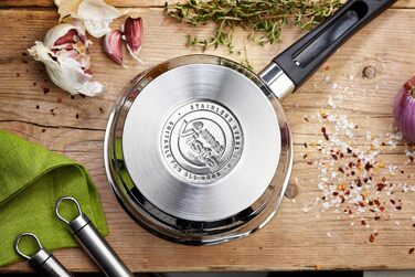 Набір каструль Judge Vista з нержавіючої сталі, 16/18/20 см, з кришкою-ситом та антипригарним покриттям, для індукційних плит, сумісний з духовкою