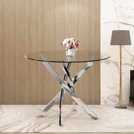 Стіл обідній Goldfan Classic зі скла та хромованих ніжок, 80x80x75 см