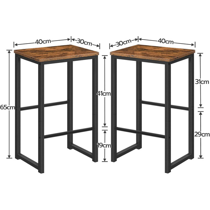 Набір барних стільців HOOBRO з 2 шт. , металевий каркас, м'які краї, для кухні, їдальні, вітальні