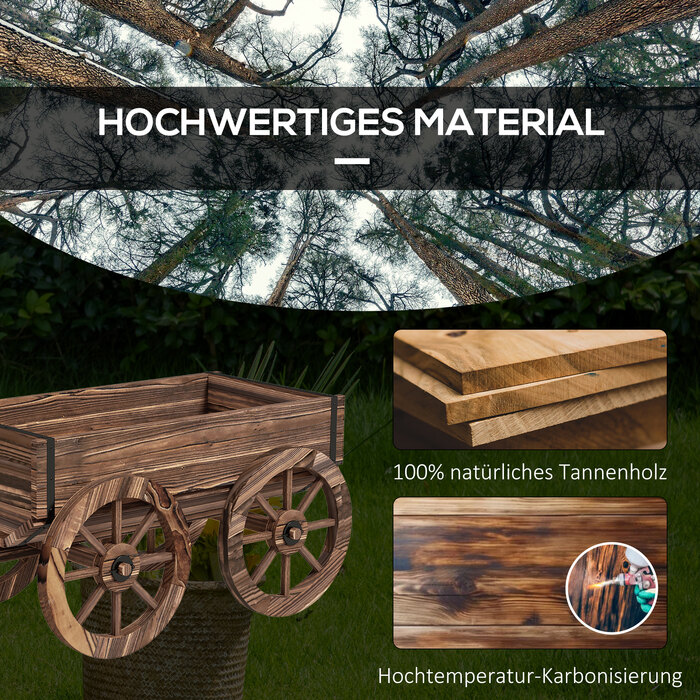 Підвищене грядка-візок для рослин з дерева, стійка до погодних умов, 120 x 41 x 50 см, коричнева