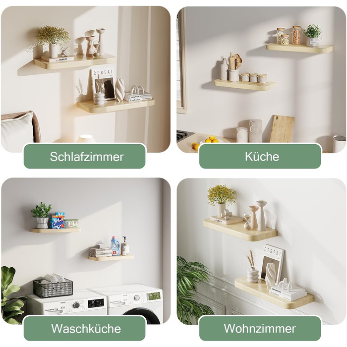 Плаваючі полиці Wandregal з дерева, набір 2 шт., коричневі - настінні полиці без кріплень для вітальні, спальні, кухні, для книг та декору