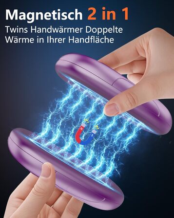 Електричні грілки для рук DDKJ - 2 шт. з LED-дисплеєм та 3 рівнями нагріву. Повторно заряджаються, для дітей, чоловіків та жінок.