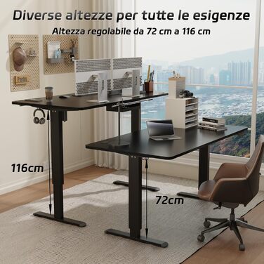 Регульований за висотою стіл Airfish з USB-роз'ємом, електричний стіл з кабельною коробкою, комп'ютерний/офісний стіл, стоячий стіл з нагадуванням про сидячу роботу (Нут, 120 x 70 см)