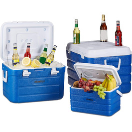 Без електрики в комплекті, 3 сумки-холодильники для кемпінгу, утеплений ящик великий зі зливом води, 10-60 літрів, синьо-білий