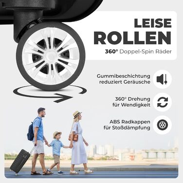 Набір валіз Onbest 3 шт. XXL – Чорний: 20', 24', 28' з ABS-пластику, з колесами, включає цифрові ваги