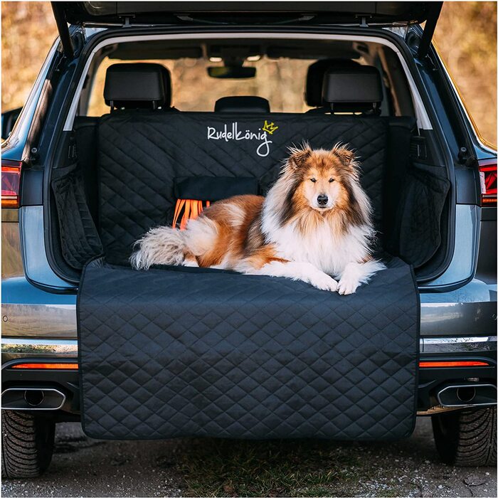 Чохол для багажника Rudelking King із захистом по краях багажника-водостійкий і простий у догляді-універсальна захисна ковдра з сумкою для зберігання-Автомобільна захисна ковдра для собак чорного кольору стьобана