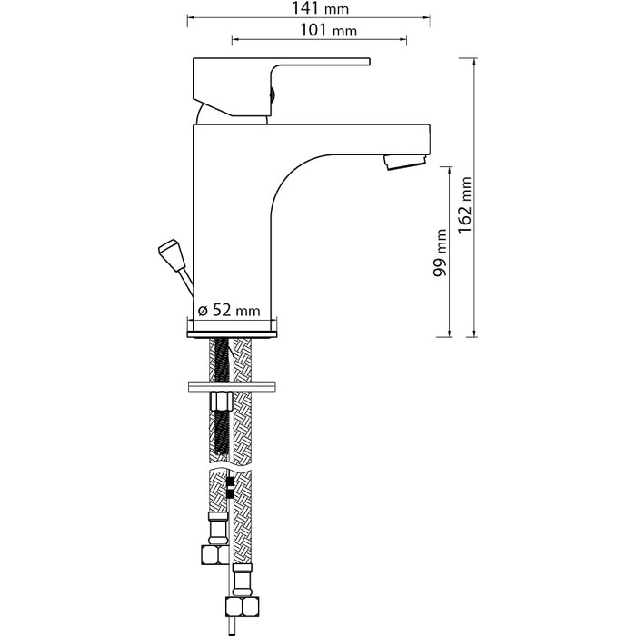Змішувач для раковини Aquasu низького тиску Tius, з ексцентриковою арматурою, довговічним керамічним картриджем, для підключення до бойлера або водонагрівача, стандартна установка, латунний сердечник, хромований, 796101 Chrome - Tius