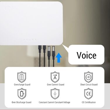 Mini UPS Marhynchus 8000mAh з батареєю, індикатором та підтримкою англійської мови для роутера, камери, телефону (EU-штекер)