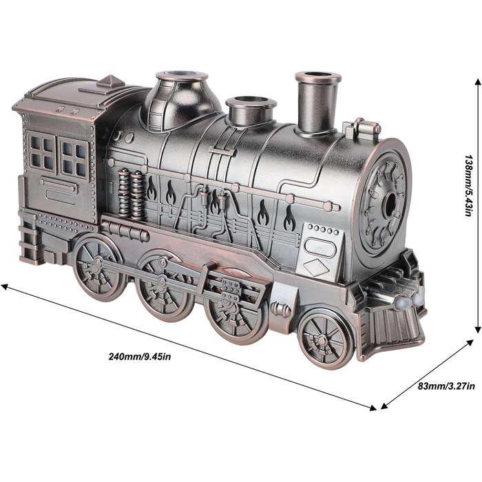 Дифузори поїзда з ефірною олією, зволожувач повітря для локомотива 300 мл з дистанційним керуванням, форма поїзда, 2 режими освітлення, ароматерапія, дифузор прохолодної тяги олії для спальні, офісу, (срібло)