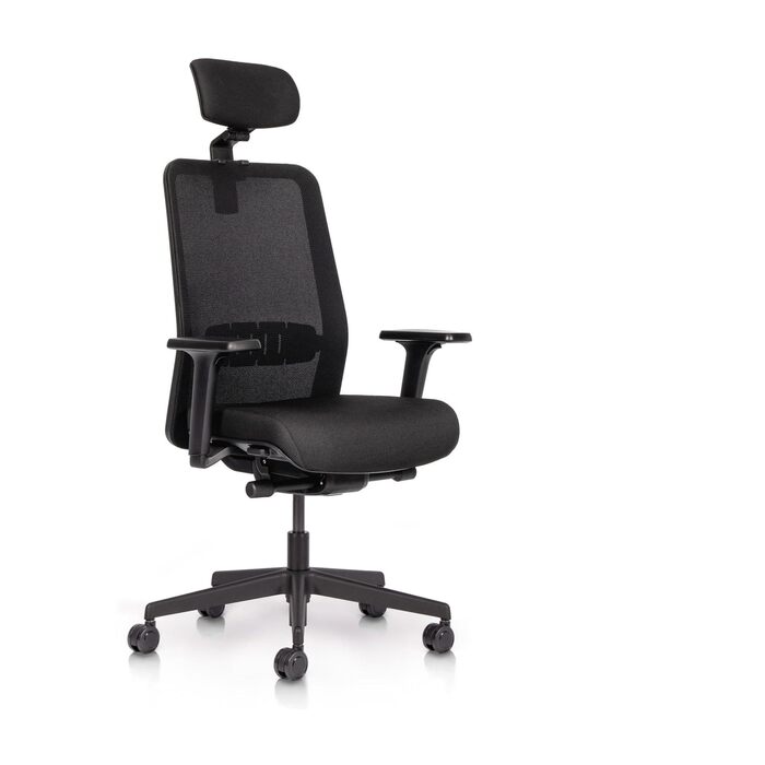 Офісний стілець YOS S5 з підтримкою спини та голови, чорний. Німецька якість, до 150 кг
