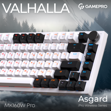 Бездротова механічна клавіатура GamePro Asgard Valhalla (MK160W Pro) 75% QLAB orange switches