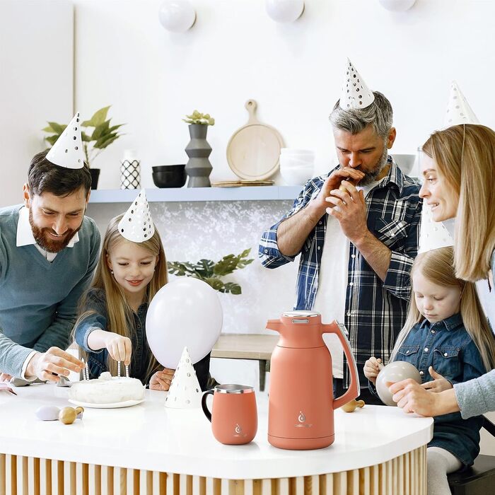 Термос IDEUS 2л з нержавіючої сталі, двостінний, вакуумна ізоляція, для кави та чаю, BPA-free, колір Celadon (кораловий)