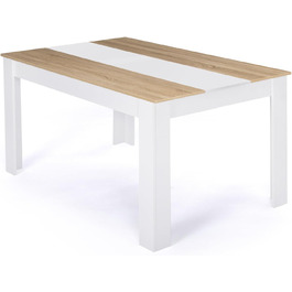 Обідній стіл Georgia прямокутний, на 8 осіб, білий та з імітацією буку, 160 x 90 см