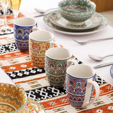 Набір посуду Vancasso MANDALA 48 предметів: сервіз для 12 осіб, ручна робота, богемський стиль