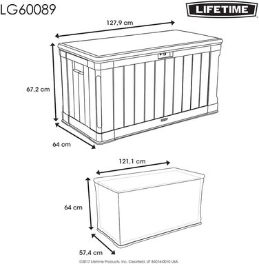 Садовий ящик Lifetime 60089 Ultra-Resistente 127x64x67 см коричневий UV100 - пластиковий контейнер для саду