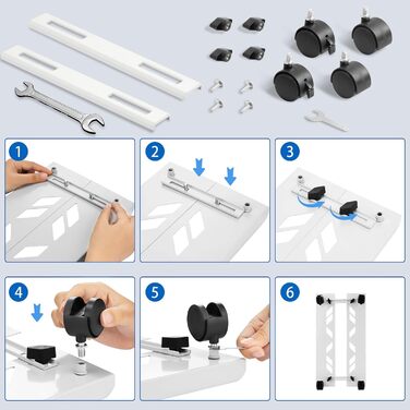 Підставка для ПК Tower, комп'ютерний стіл-візок, універсальна, з колесами, білий