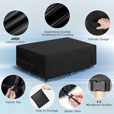 Водонепроникний чохол для садово-патіо меблів GARPROVM, 315x180x74 см, Oxford тканину