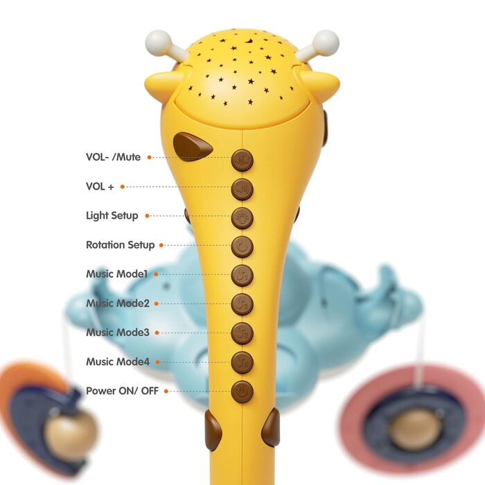 Мобіль для ліжечка TUMAMA 3 в 1 з проєктором, нічником та музикою для малюків