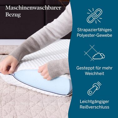 Подушка з гелевої піни з пам'яті ефекту LUCID 40x60 см – дихаюча – охолоджуючий ефект – знімний чохол – подушка Öko-Tex, білий