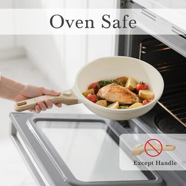 Набір сковорідок RIOVARM з індукційним покриттям, знімними ручками та кришками (20/24/28 см), антипригарне покриття без PFOA, для всіх типів плит, безпечне для миття в посудомийній машині та випікання в духовці, бежевий, 3 шт.