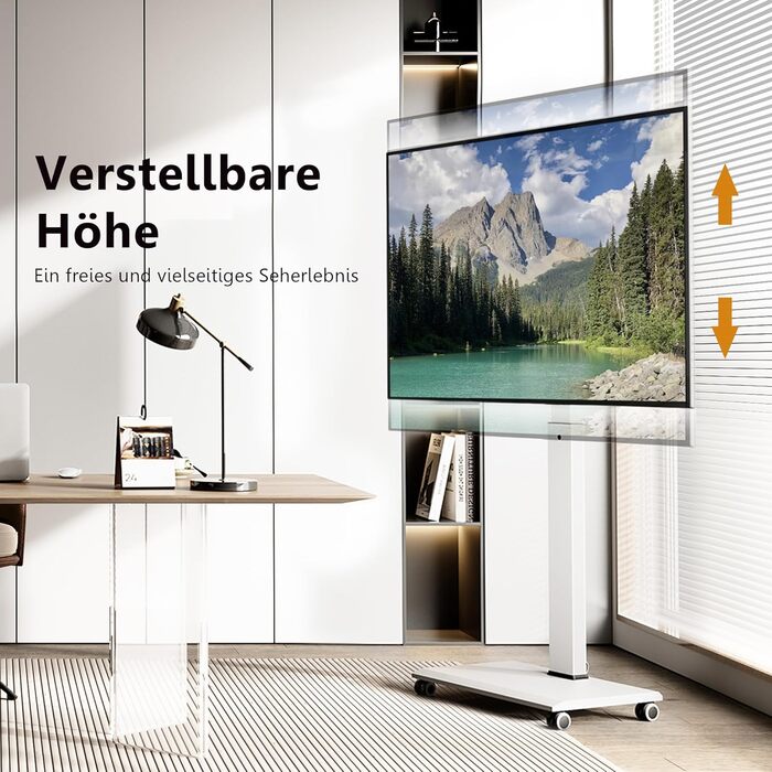 Підставка для телевізора FITUEYES на колесах, 32-75 дюймів, плазма/LCD/LED, білий, VESA 600x400 мм