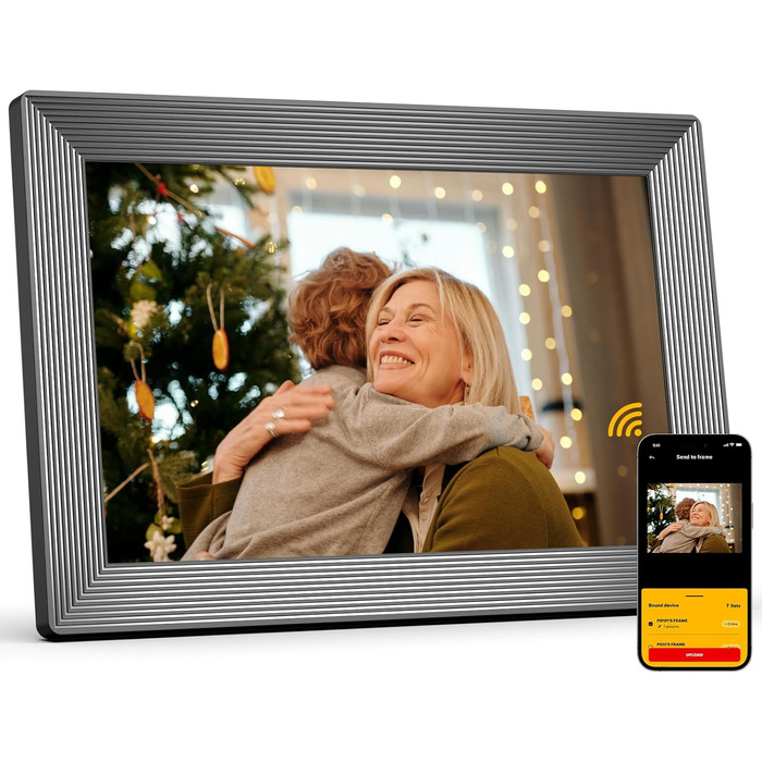 Цифровий фоторамка Kodak WiFi, 10.1 дюйма, HD IPS сенсорний екран, 32GB, автоматичне обертання, WiFi, для стін, чорний