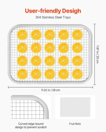 Електричний сушильний автомат VEVOR з 10 нержавіючих чаш, 1000 Вт: для м'яса, фруктів, овочів, трав, собачих ласощів