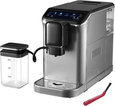 VEVOR Кавомашина автоматична, вбудована кавомолка, 15 ступенів помелу, резервуар для води 1,5 л, контейнер для кавових зерен 180 г (CM9002M-CB)