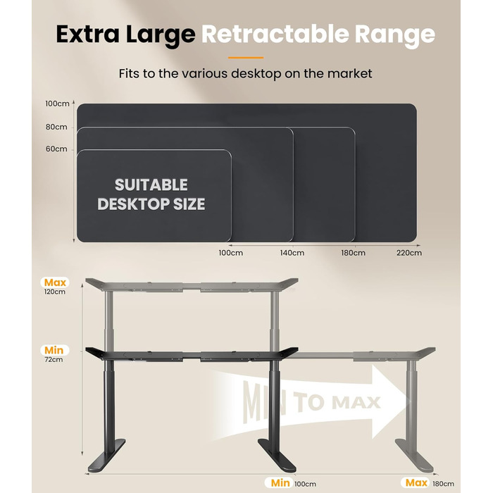 Електричний регульований стіл MAIDeSITe EL2 Pro Art з овальною основою, чорний. Підйом до 180 кг, 4 пам'яті, захист від зіткнень
