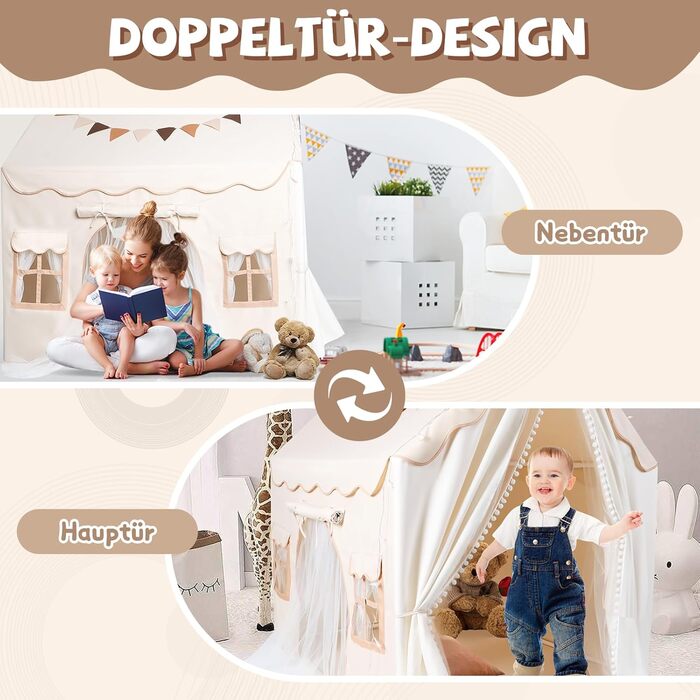 Дитяче намет-ігровий будиночок з 2 входами, з підсвіткою та підстилкою, для дітей від 3 років