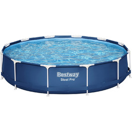 Каркасний басейн Bestway Steel Pro з фільтруючим насосом Ø 396 x 84 см, темно-синій, круглий (366 x 76 см темно-синій)