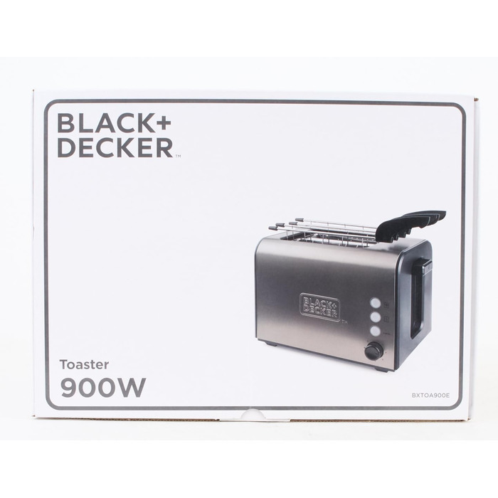 Тостер BLACKDECKER BXTOA900E - 900 Вт 2 широкі слоти, 7 рівнів, насадка для булочки, зупинка/повторне нагрівання/розморожування