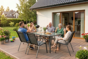 Комплект садових меблів MEBEL ELITE, сірий текстиль, 7 предметів