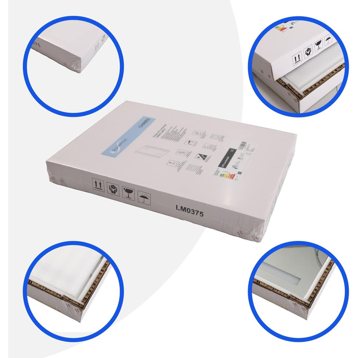 Дзеркало для ванної кімнати AQUABATOS 50x70 см LED з підсвічуванням, сенсорним вимикачем, регулюванням температури світла (6400K), IP44, CE, енергозберігаюче, серія Echos