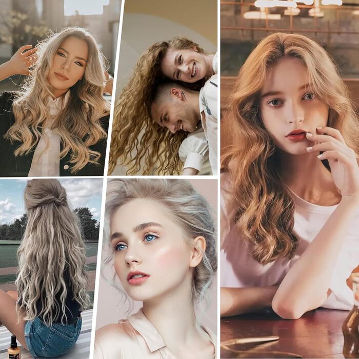 Набір локшини Janelove 5 в 1: керамічний локшик 10-32 мм з різними насадками, регульована температура, рукавички та нейлонова сумка (рожеве золото)