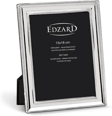 Рамка для фото EDZARD Matera 13x18см, посріблена, стійка до потемніння, оксамитова спинка, в комплекті 2 вішалки, макс. 50 символів