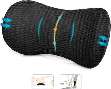 Подушка для попереку AgoKud: підтримка спини для офісного крісла та авто, Memory Foam, чорний колір