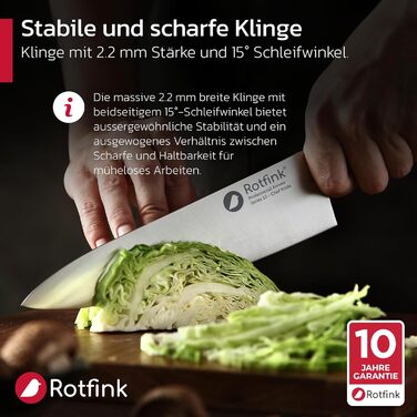 Ніж кухарський Messer 18 см, професійний, з нержавіючої сталі, з ергономічною ручкою з ебоні, кут заточування 15°, подарункова коробка, гарантія 10 років