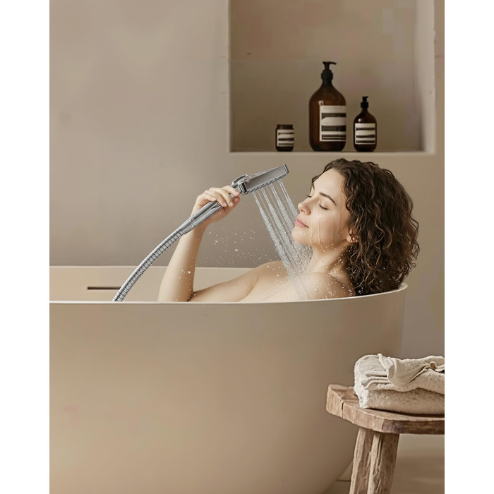 Фільтр для душу Cobbe з шлангом, високонапірна ручна лійка з 20-ступеневою фільтрацією, економна лійка з 6 режимами струменя, підвищення тиску, для жорсткої води (Q7.chrom)