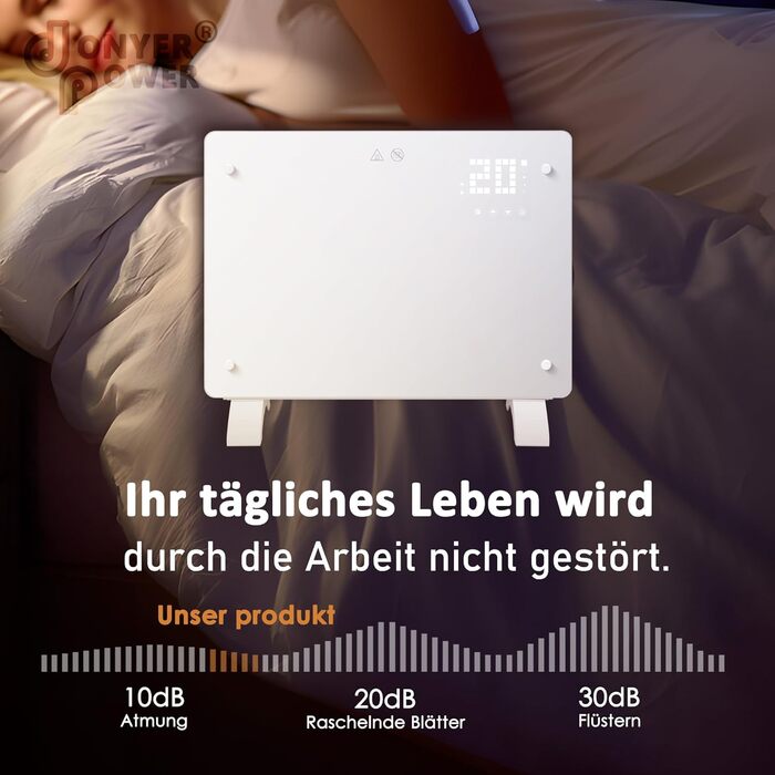 Конвектор DONYER POWER 2500W з Wi-Fi, 24h таймер, керування від пульта, скло, настінний/підлоговий