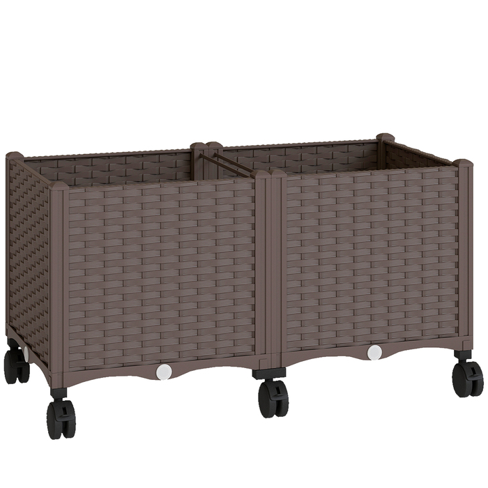 Підвищене грядка з пластику, самополивний кашпо для рослин з дренажними отворами та пробками