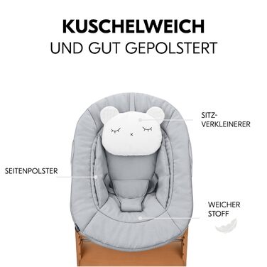 Дитячий стільчик Hauck Alpha Newborn Set Plus Dark Grey - преміум модель для новонароджених, до 90 кг, з 5-точковим ременем безпеки та захисним бампером