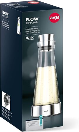 Емса Flow - Стильна карафа для охолодження напоїв, 1 л, скло та нержавіюча сталь