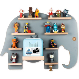 Оригінальна дитяча полиця Elephant в сірому кольорі - підходить для Toniebox і приблизно 38 Tonies - для ігор і колекціонування