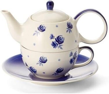 Чай для одного набору Альмут у синьо-білому кольорі ручний розпис з кераміки