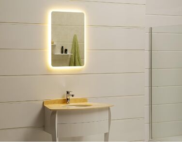 Дзеркало для ванної кімнати Dr. Fleischmann GS084N з LED-підсвічуванням (80x60 см, круглі кути, тепле біле світло)